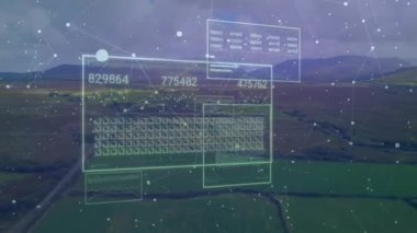 Canlandırılmış UI, veriyi görselleştirmek için simge ve grafikleri güncelleyerek yüzer ve sonra geri çeker. Veri görselleştirme, dijital arayüz, ağ bağlantısı, teknoloji, analitik, bilgi, geleceksel
