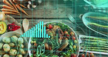 Turkuaz şebeke, ahşap tablo üzerinde bar tablosu büyümesini başlatarak görsel veri eğilimlerini yayıyor. Gurme, tarım, organik, rustik, sağlık, analiz, sunum