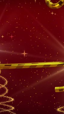 Yılbaşı süslemelerinde Noel ağaçlarının animasyonu. Noel, şenlik, kutlama ve gelenek konsepti dijital olarak oluşturuldu.