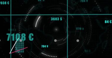 Izgara göründüğünde, UI bar tablosu yükselen çubuklar ve piyasa büyümesini gösteren para birimi değerleri. Dijital, analitik, fütüristik, finans, teknoloji, gösterge paneli, yenilik