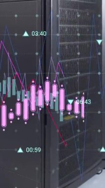 Animation of financial data processing over computer servers. Global business, finances, computing and data processing concept digitally generated video.