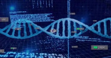 Şebeke zemininden çıktıktan sonra mavi DNA sarmalı akış kodunu değiştiriyor ve sosyal ölçümleri güncelliyor. Gelecekçi, teknoloji, siber, yenilik, veri görselleştirme, dijital, soyut