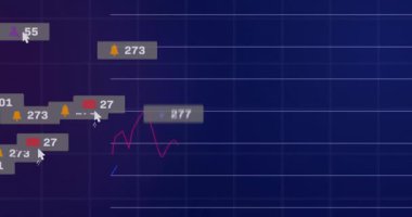 Simgeye tıkladığınızda, Analitik UI canlandırma simgeleri kayar ve çizelgeler büyür, bağlılığı gösterir. Dinamik, veri, görselleştirme, arayüz, dijital, canlı, gösterge paneli