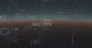 Paneller kaydıkça ve eğimli çizgiler alarm verdikçe MALWARE 'ı oluşturan ikili haneli rakamlar artıyor. Siber uzay, siber güvenlik, veri görselleştirme, dijital arayüz, sanal çevre, teknoloji, sistem tanılama