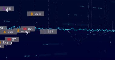 Karanlık donanma, elektrik şebekesi ve etiket yayan su hatlarını gösteriyor. Sonra da dönen sosyal rozetleri işaretleyen imleç. Analizler, veri görselleştirme, dijital arayüz, etkileşim, kullanıcı bağlantısı, teknoloji, hareket grafikleri