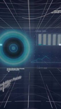 Kapsam taraması ve şebeke üzerinde veri işleme animasyonu. Küresel bağlantılar, bulut hesaplama ve veri işleme kavramı dijital olarak oluşturulmuş video.