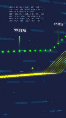 Karanlık arka planda finansal veri işleme animasyonu. Küresel iş, finans, dijital arayüz, veri işleme ve bağlantılar konsepti dijital olarak oluşturuldu.