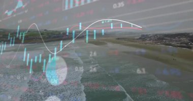 Geniş kapsamlı hava görüntüleme grafiği: grafikler yükseliyor ve görselleştiren pazar eğilimlerini nabız gibi atıyor. Finans, analitik, veri, yatırım, pazar, teknoloji, dijital