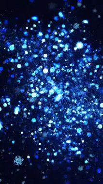 Siyah arka planda hareket eden kar taneleri ve noktaların animasyonu. Noel, gelenek, kış ve kutlama konsepti dijital olarak oluşturulmuş video.