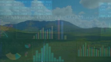 Hava görüntüleme tablosu kaybolduktan sonra, grafikler analitiği göstermek için tart nabız çizgisi oluşturur. Peyzaj, analitik, görselleştirme, veri, yenilik, teknoloji, kırsal