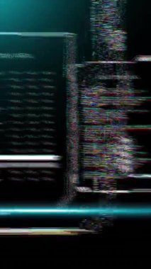 Siyah arkaplanda veri toplama ve işleme arayüzleri üzerinde mavi tarayıcı ışınlarının animasyonu. Bağlantı, veri, ai, işleme, dijital arayüz ve iletişim, dijital olarak oluşturulmuş video.