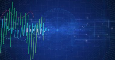 Sınır çizelgesi, kırmızı çizgi, trend çizgisi ve ölçü göstergesi, kopyalama alanı. Teknoloji, yenilik, veri, analitik, fütüristik, evet, dijital