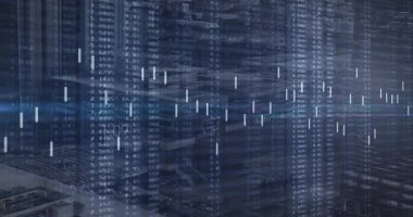 Mum çubukları sola doğru aydınlatılıyor kiriş tepeleri süpürüyor, sayısal etiketleri güncelliyor. Futuristik, teknoloji, veri, analitik, dijital, soyut, finansal