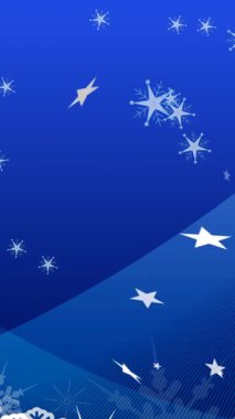 Mavi arka planda düşen yıldızların ve kar tanelerinin animasyonu. Noel, gelenek ve kutlama konsepti dijital olarak oluşturuldu.