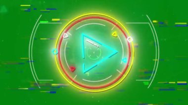 Yeşil zemin taramasının animasyonu. küresel iş, finans, bağlantılar ve dijital arayüz konsepti dijital olarak oluşturulmuş video.
