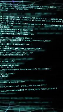 Bağlantılar ve veri işleme ağlarının animasyonu. Küresel ağlar, dijital arayüz ve dijital olarak oluşturulan veri işleme konsepti.