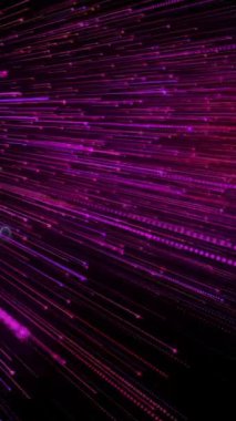 Siyah arkaplanda merkezden yayılan pembe ve mor ışık çizgileri. Soyut, neon, parlayan, enerji, canlı, hareket