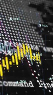 Animation of financial data processing over world map. Global business, finances, computing and data processing concept digitally generated video.