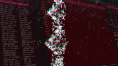 Başlangıçta, yan panelleri tararken atımlı kafes kodları kaydırır ve izleme için girdileri redakte eder. Teknoloji, veri, dijital ağ, siber güvenlik, yenilik, fütüristik