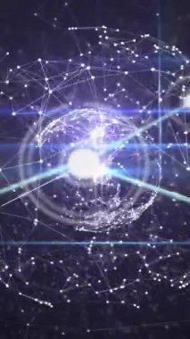 Dünya üzerindeki noktalarla olan bağlantı ağının animasyonu. Dijital olarak oluşturulmuş küresel bağlantılar, hesaplama ve veri işleme kavramı.