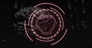 Dijital beyin modeli olarak ikili kod yayılıyor ve görüntüleme taramasını döndüren segmentli halkalar. Gelecek, teknoloji, yapay zeka, siber güvenlik, arayüz, dinamik