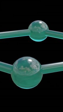 Siyah arkaplandaki 3 boyutlu mikro moleküllerin animasyonu. Küresel bilim, araştırma ve bağlantılar konsepti dijital olarak oluşturulmuş video.