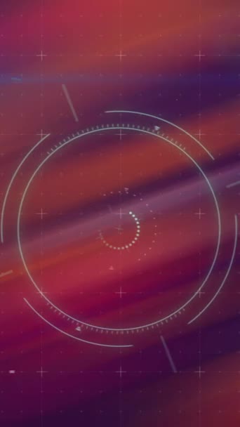 Animation of circular scope scanning green covid 19 cell and data processing on dark red. healthcare technology and protection during coronavirus covid 19 pandemic digitally generated video.