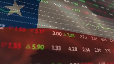 Animasyonda Teksas bayrağını sallamaya başlayın. Piyasa eğilimlerini takip eden hisse senetleri. Vatanseverlik, finans, dijital, veri görselleştirme, eğilim analizi, hareket grafikleri, grafik arayüzü