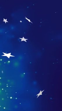 Mavi arka planda düşen noel yıldızlarının animasyonu. Noel, gelenek ve kutlama konsepti dijital olarak oluşturuldu.