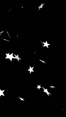 Siyah arka planda düşen noel yıldızlarının animasyonu. Noel, gelenek ve kutlama konsepti dijital olarak oluşturuldu.