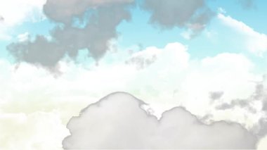 Hareket eden bulutlarla dolu gökyüzünün animasyonu. renk, hareket ve ışık arkaplan kavramı, dijital olarak oluşturulmuş video.