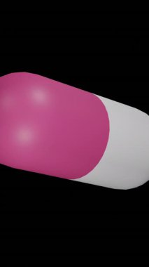 Siyah arka planda yüzen hapların animasyonu. Küresel tıp ve dijital arayüz kavramı dijital olarak oluşturulmuş video.