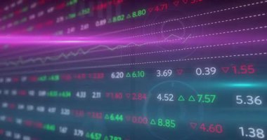 Eflatun ışınlı tarama ızgarası veri göstergesinde gerçek zamanlı pazar takibi için kaydırılan değerler görülüyor. Finans, teknoloji, analitik, panel, görselleştirme, veri, ticaret