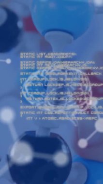 Laboratuvarda el ele tutuşma modelinin üzerinde veri işleme animasyonu. küresel bilim ve dijital arayüz kavramı dijital olarak oluşturulmuş video.