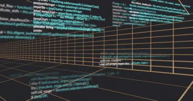 Koyu kablo şebekesi açılırken, teal HTML kod parçaları kümelenerek veri tüneli oluşturur. Fütürist, dijital, siber uzay, teknoloji, sanal, veri, soyutlama