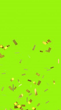 Sarı yeşil arka plana düşen altın konfetilerinin dijital animasyonu