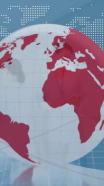 Veri işleme üzerine küre ve zarf simgelerinin animasyonu. Küresel bilgisayar ve dijital arayüz konsepti dijital olarak oluşturulmuş video.