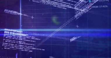 Beam intensifying starting code streams multiplying guiding green icons on ribbons visualizing data. Technology, data visualization, digital, futuristic, innovation, analytics, cyber