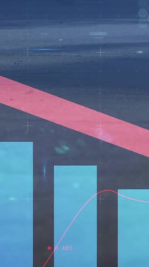 Animation of green recycling sign over box with plastic bottles and combine at sports stadium. American independence day celebration concept.