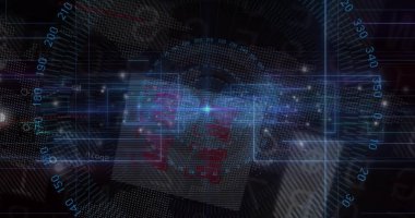 Sayısal kenelerle veri arayüzü üzerinden veri yayan holografik veri küresi görüntüleniyor. Fütürist, dijital, görselleştirme, holografik, teknoloji, arayüz, veri