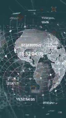 Dünya üzerindeki veri işleme ağıyla bağlantıların animasyonu. Küresel ağlar, işletmeler, finans ve veri işleme kavramı dijital olarak oluşturulmuş video.