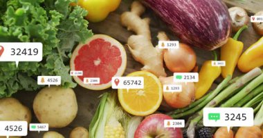 İkinci çerçeve başlangıç rozet animasyonları genel görünüm üzerinde, artan ölçümleri gösterir ve sonra kaybolur. Tazelik, beslenme, sağlık, organik tarım, tarım arazisi, canlı