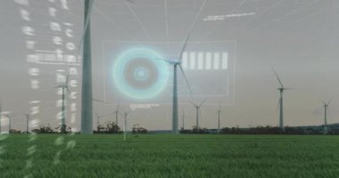 Merkezi rüzgar türbini etrafında yüksek çözünürlük başlatan alanlar, enerjiyi izleyen grafikleri ve panelleri genişletiyor. Yenilenebilir, teknoloji, yenilik, veri, analitik, sürdürülebilirlik, dijital