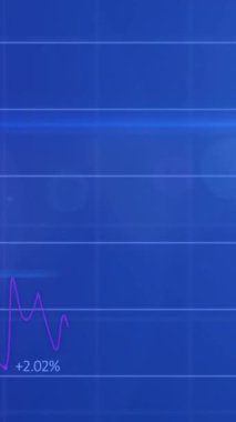 Animation of financial data processing over blue background. Global business, finance, computing and data processing concept digitally generated video.