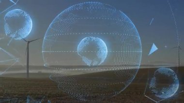 Zayıf sinyallerin ortaya çıkması, holografik küreyi yükselten ve bir araya getiren halkaları tetikler. Fütürist, dijital, görselleştirme, yenilik, teknoloji, analiz, soyut