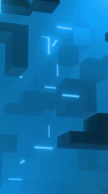 Dijital veri işleme ve parlayan bağlantı ağının animasyonu. Dijital olarak oluşturulmuş küresel bağlantılar, hesaplama ve veri işleme kavramı.