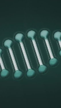 Işık noktaları ve DNA iplikçikleri siyah arkaplanda. Retro gelecek ve dijital arayüz konsepti dijital olarak oluşturulmuş video.