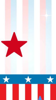 Yıldız ve çizgili arka planda Amerikan bayrağına boyanmış yıldızların animasyonu. Vatanseverlik ve kutlama konsepti dijital olarak oluşturulmuş video.