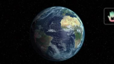 Elle simge kaydırma etkinleştiren Amazon hedefleri karbondioksit dumanının üzerindeki simgeleri gösteriyor veriyi görselleştiriyor. Etkileşimli, geleceksel, küresel, çevresel, dijital, analitik, teknoloji