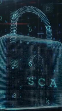 Donanmanın arka planında asma kilit ve veri işleme animasyonu. küresel iletişim ve veri güvenliği konsepti dijital olarak oluşturulmuş video.